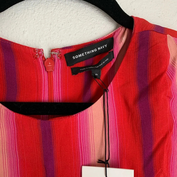 Something Navy red striped dress M New With Tags - Picture 2 of 7